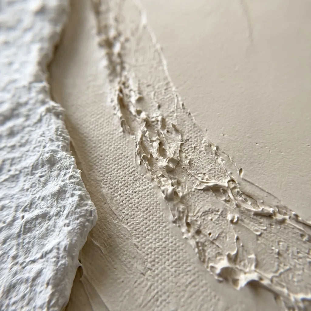 Ivory Textured Abstract Wall Art for Living Room, Organic Neutral Painting #BWS9BZ89