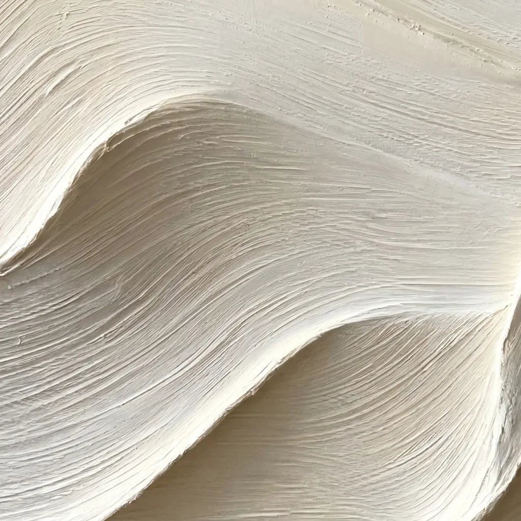 Soft White Textured Abstract Wall Art for Living Room, Sculptural Flowing Waves #DWQ93V3U