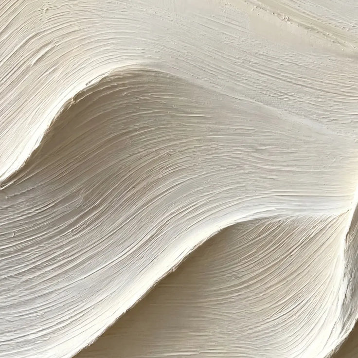 Soft White Textured Abstract Wall Art for Living Room, Sculptural Flowing Waves #DWQ93V3U