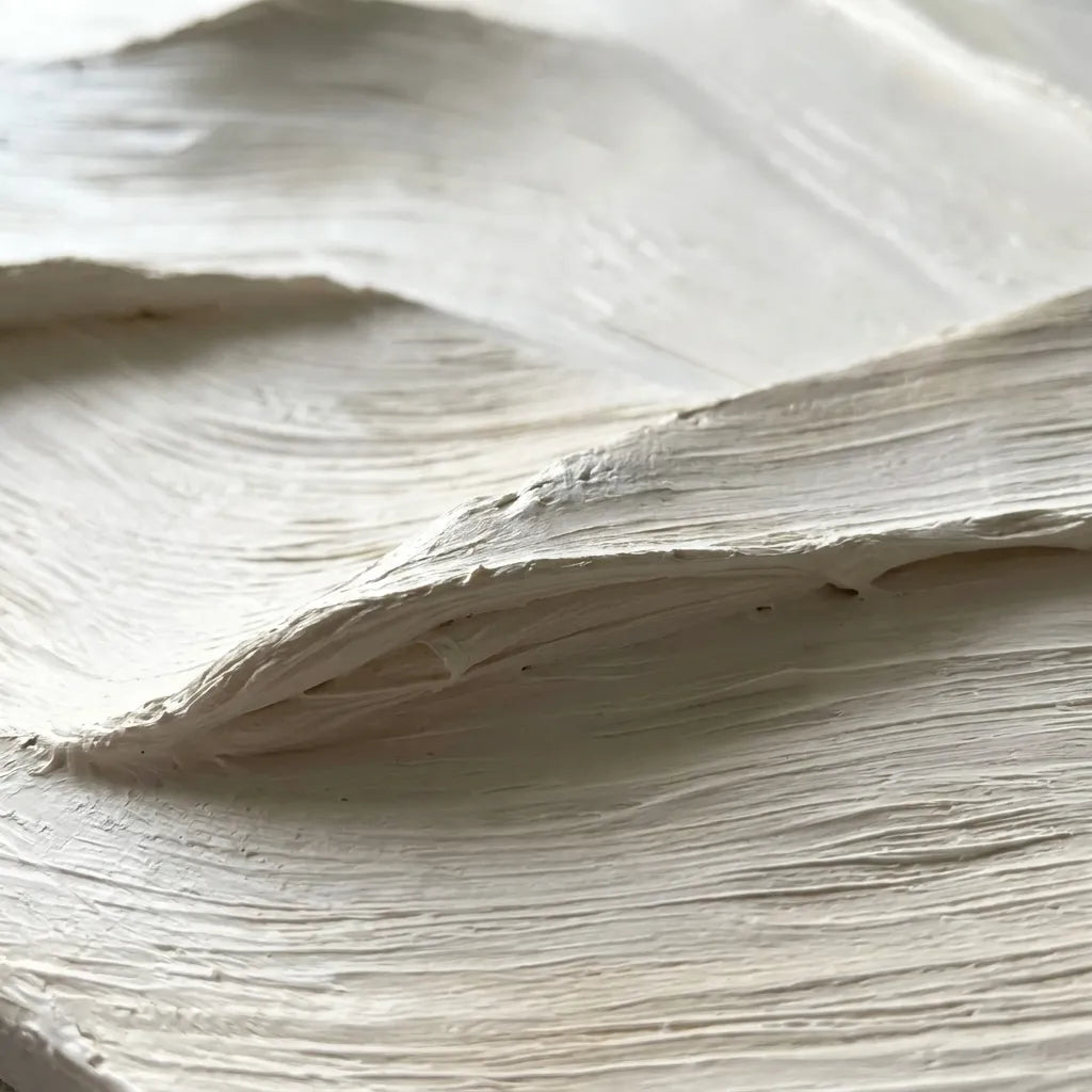 Soft White Textured Abstract Wall Art for Living Room, Sculptural Flowing Waves #DWQ93V3U