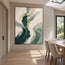Cream & Green Hand-Painted Oil Painting, Flowing Abstract Wall Art #VZCLUGPT