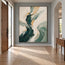 Cream & Green Hand-Painted Oil Painting, Flowing Abstract Wall Art #VZCLUGPT