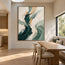 Cream & Green Hand-Painted Oil Painting, Flowing Abstract Wall Art #VZCLUGPT