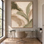 Cream Hand-Painted Abstract Painting, Sweeping Sage Ribbons #PZLLGLST