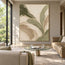 Cream Hand-Painted Abstract Painting, Sweeping Sage Ribbons #PZLLGLST