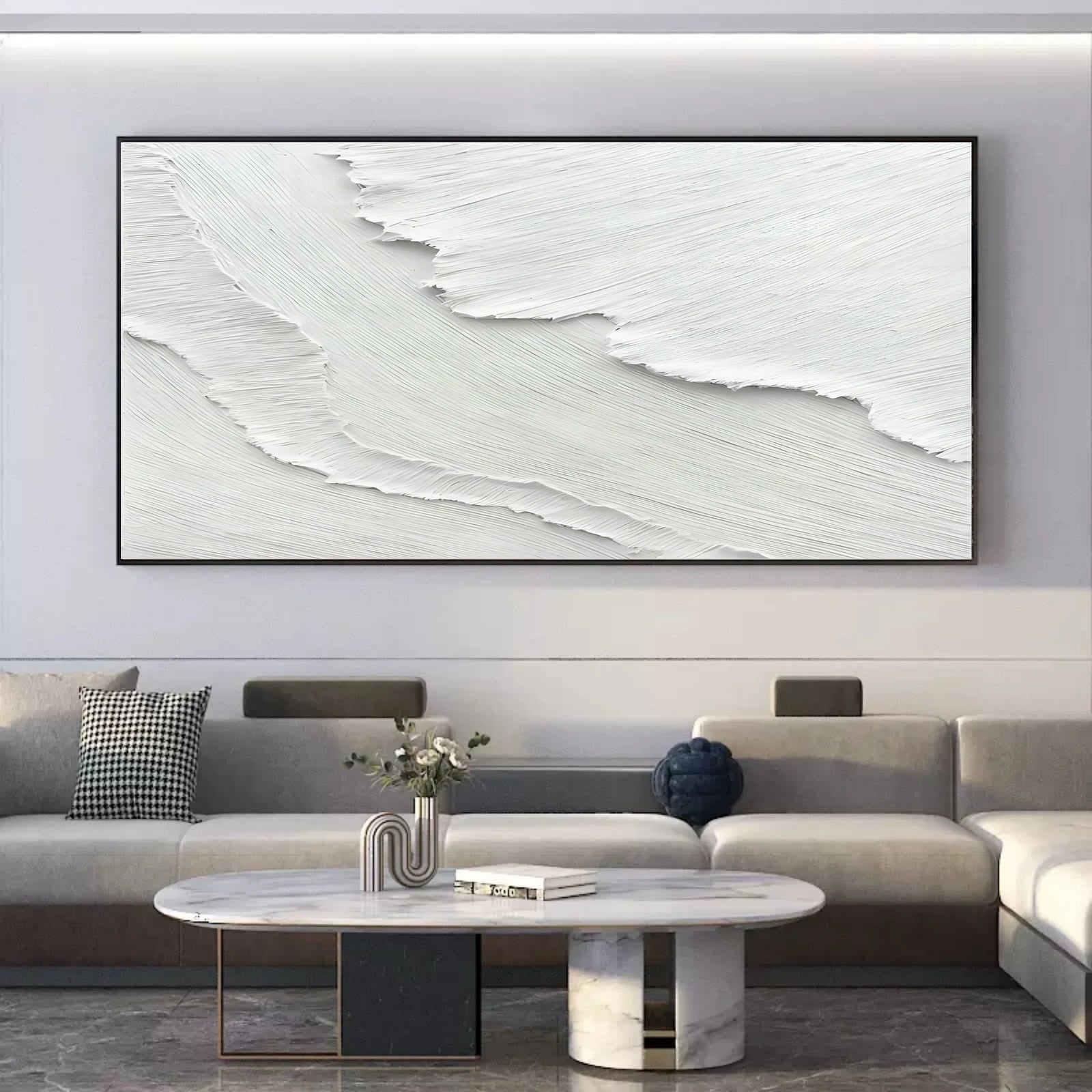 Minimalist White Beach Oil Painting #SK51