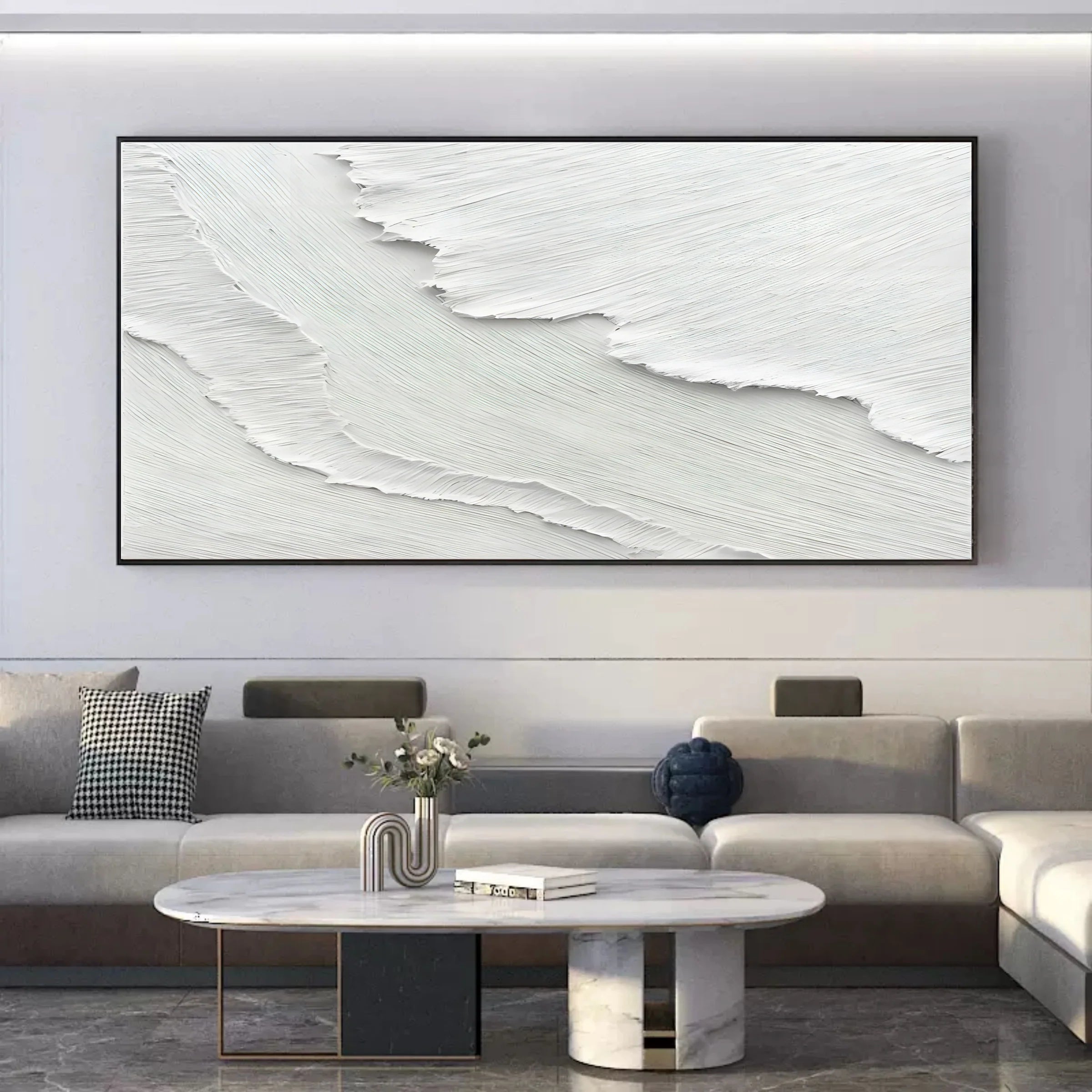 Minimalist White Beach Oil Painting #SK51