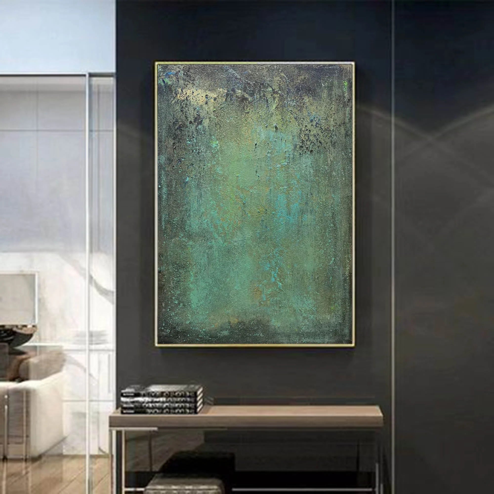 Abstract Green Textured Wall Art, Hand-Painted Oil Painting #MD146