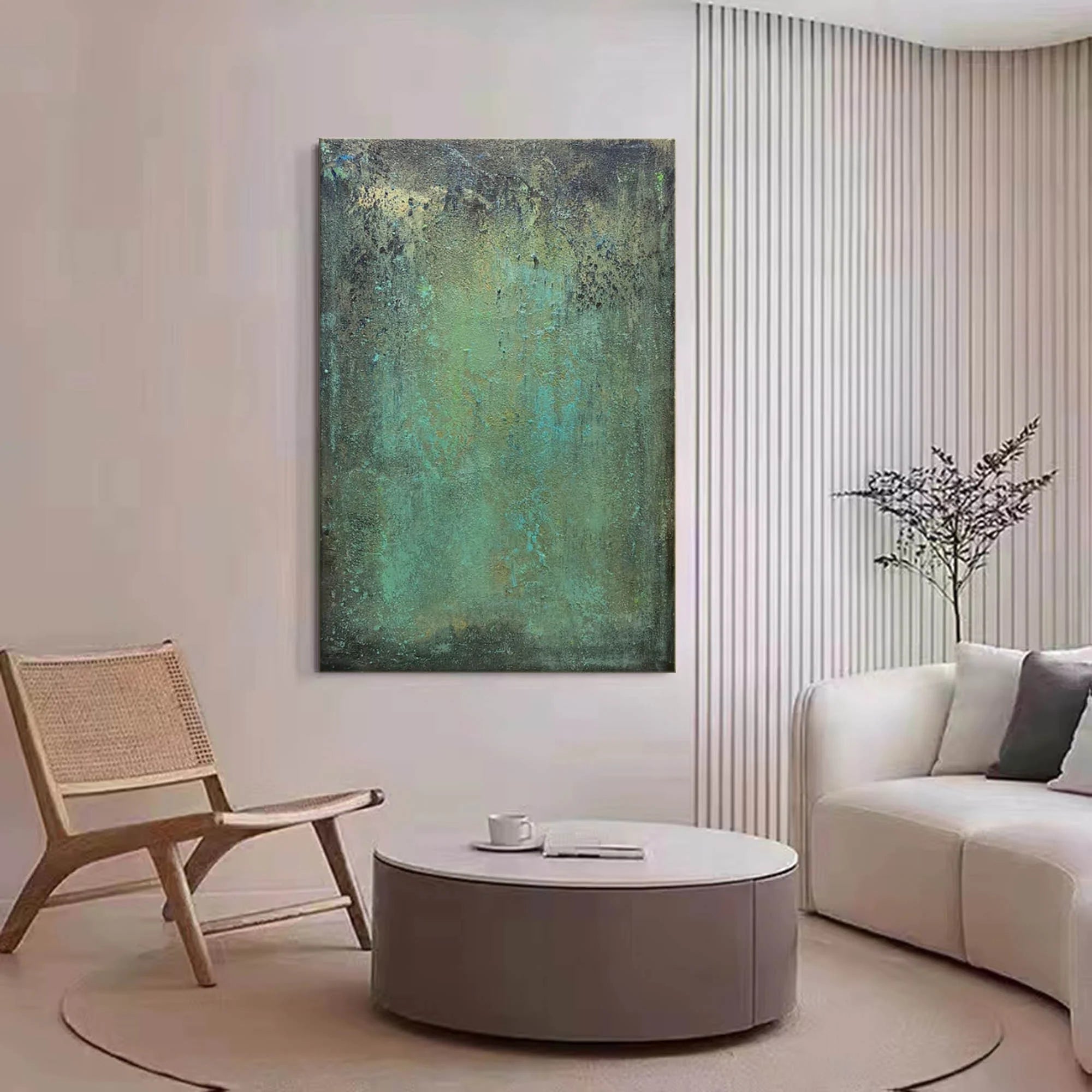 Abstract Green Textured Wall Art, Hand-Painted Oil Painting #MD146