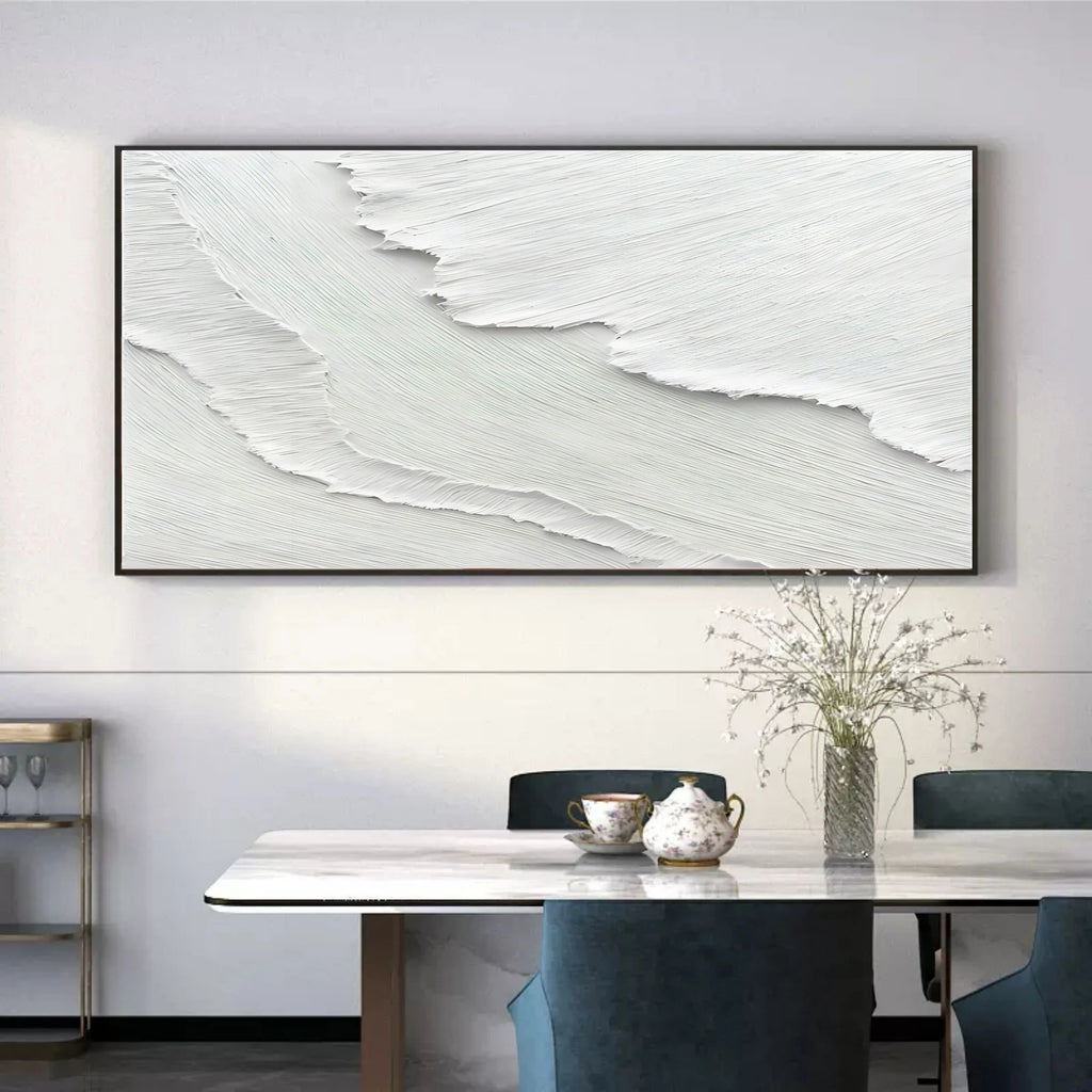 Minimalist White Beach Oil Painting #SK51