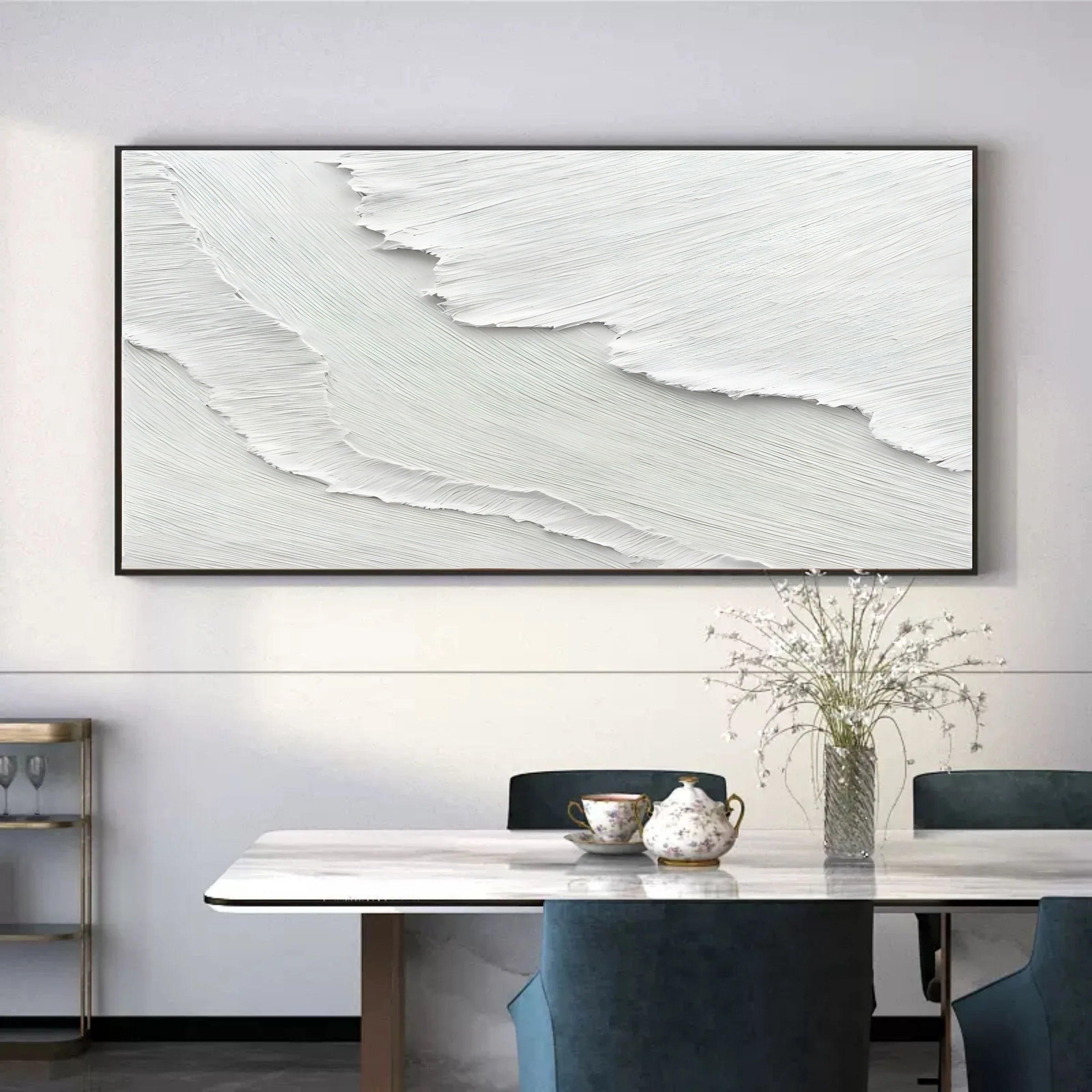 Minimalist White Beach Oil Painting #SK51