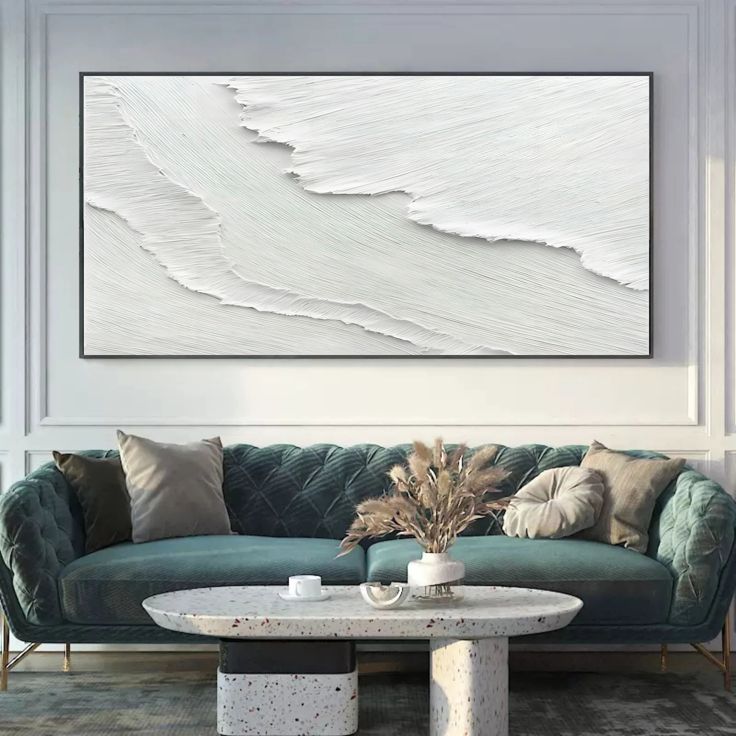Minimalist White Beach Oil Painting #SK51