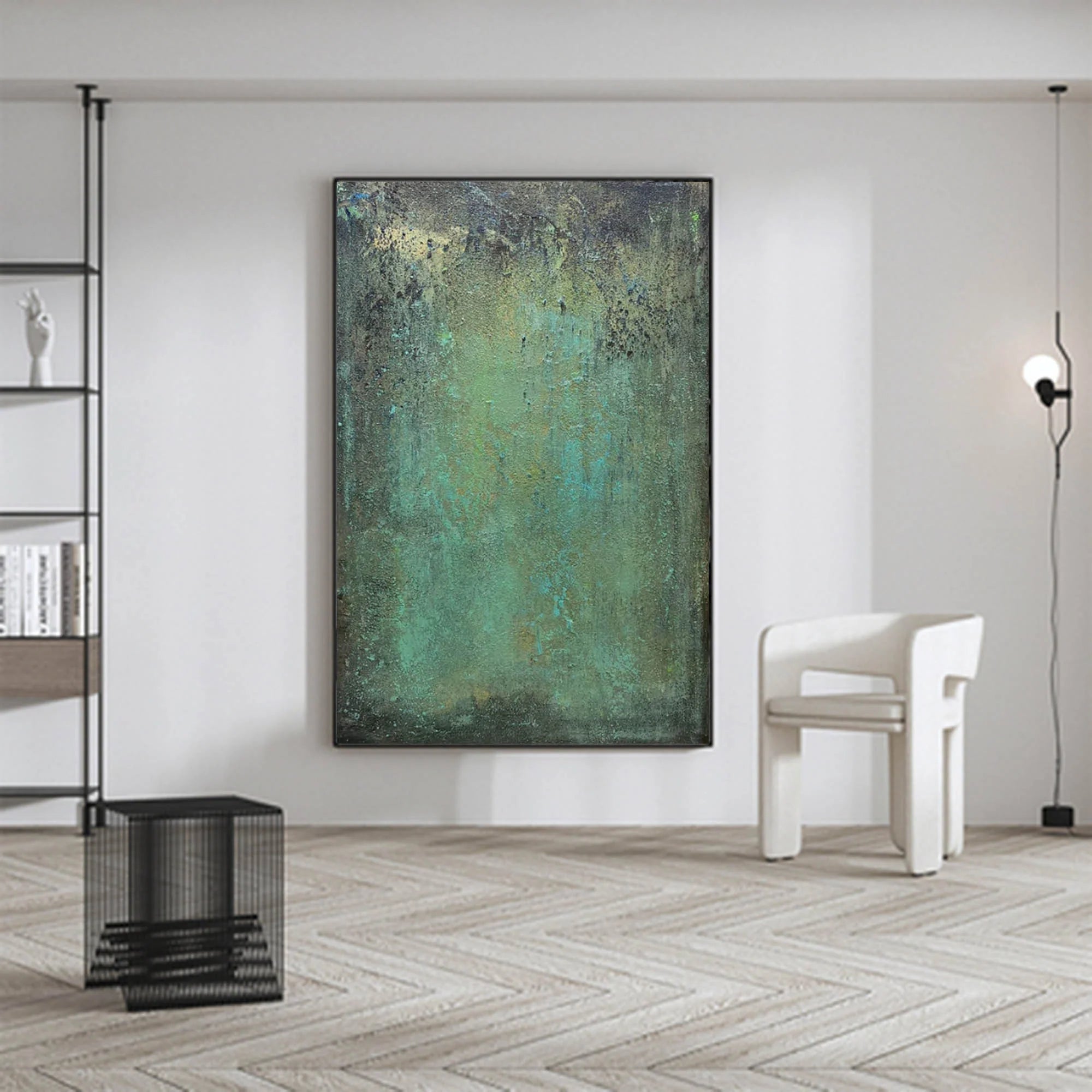 Abstract Green Textured Wall Art, Hand-Painted Oil Painting #MD146