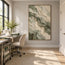 Sage and Cream Hand-Painted Abstract Painting, Interwoven Waves #QPIDQV1U