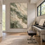 Sage and Cream Hand-Painted Abstract Painting, Interwoven Waves #QPIDQV1U