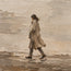 Beige Hand-Painted Figure Painting, Two Passing Walkers #64RDKLIU