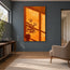 Orange Hand-Painted Oil Painting, Sunlit Window and Leafy Vase Still Life #EGIP0NRX