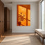 Orange Hand-Painted Oil Painting, Sunlit Window and Leafy Vase Still Life #EGIP0NRX