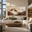 Ivory & Brown Hand-Painted 3D Textured Oil Painting, Snowy Mountain Landscape Wall Art #41E584U4