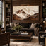 Ivory & Brown Hand-Painted 3D Textured Oil Painting, Snowy Mountain Landscape Wall Art #41E584U4