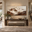 Ivory & Brown Hand-Painted 3D Textured Oil Painting, Snowy Mountain Landscape Wall Art #41E584U4