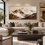 Ivory & Brown Hand-Painted 3D Textured Oil Painting, Snowy Mountain Landscape Wall Art #41E584U4