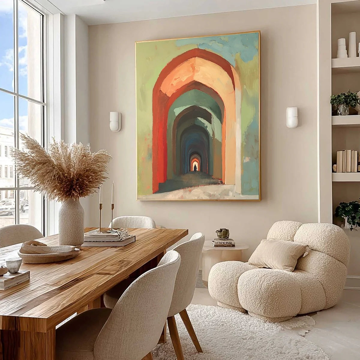 Hand-painted Abstract Arched Corridor Oil Painting #WA541