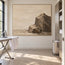 Beige Brown Hand-Painted Rock Painting, Two Angular Boulders #3O23L6NZ
