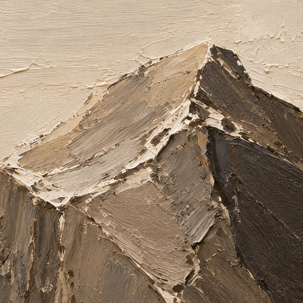 Beige Brown Hand-Painted Rock Painting, Two Angular Boulders #3O23L6NZ