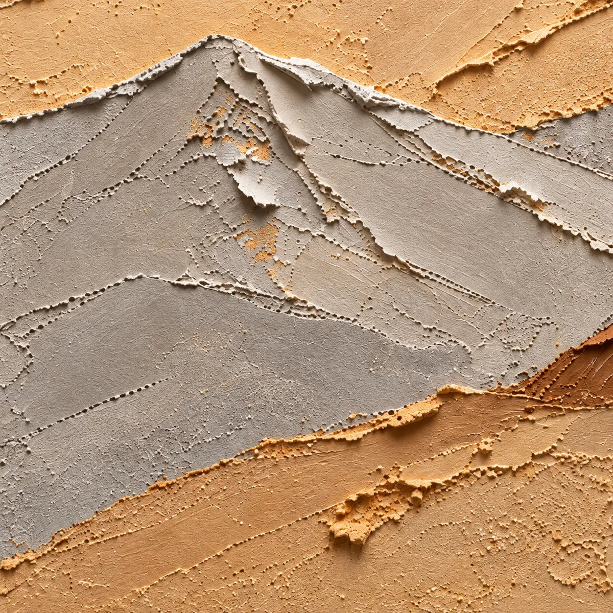 Neutral Textured Mountain Wall Art, Beige & Terracotta Abstract Landscape Painting #GZSNCMBM
