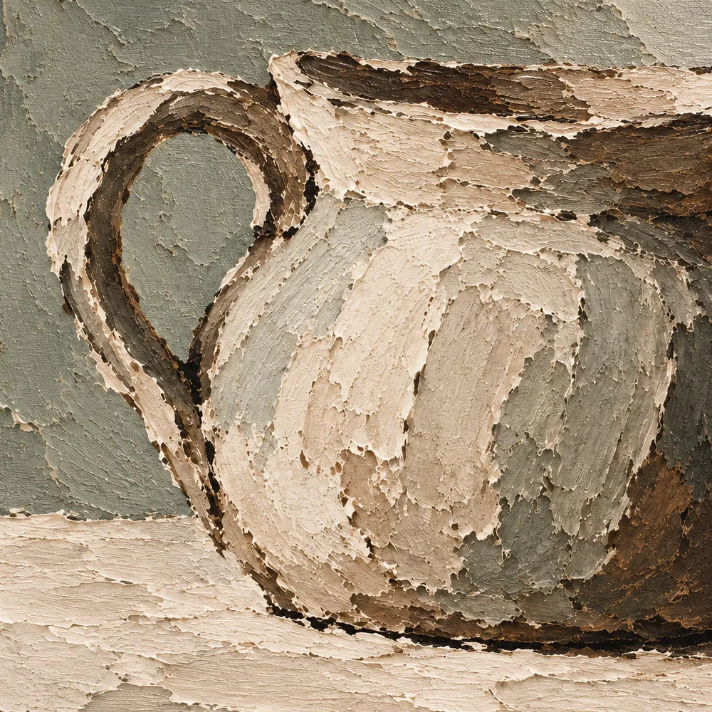 Beige Hand-Painted Pitcher Painting with a Long Side Shadow #5IOV2100