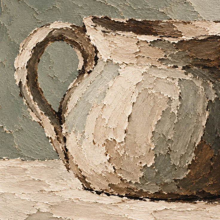 Beige Hand-Painted Pitcher Painting with a Long Side Shadow #5IOV2100