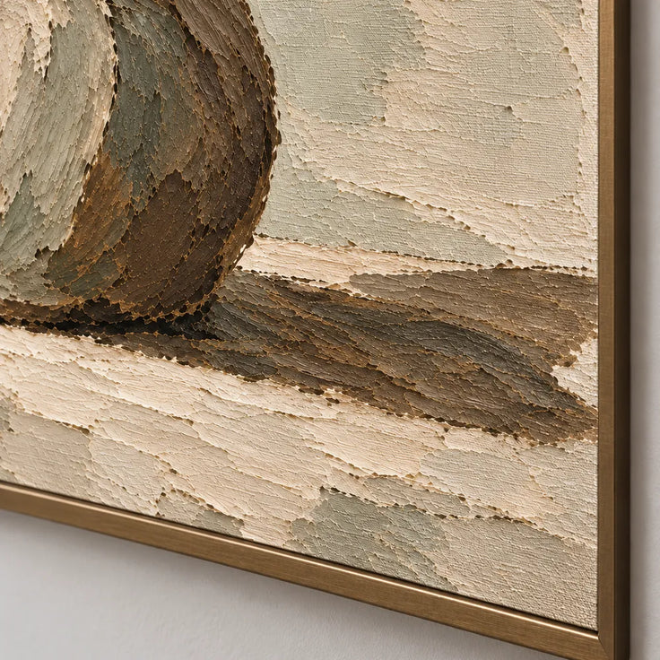 Beige Hand-Painted Pitcher Painting with a Long Side Shadow #5IOV2100
