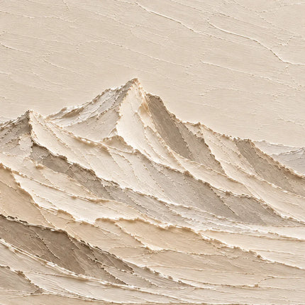 Cream Hand-Painted Mountain Painting, Open Panoramic Range #ALB5UQAD