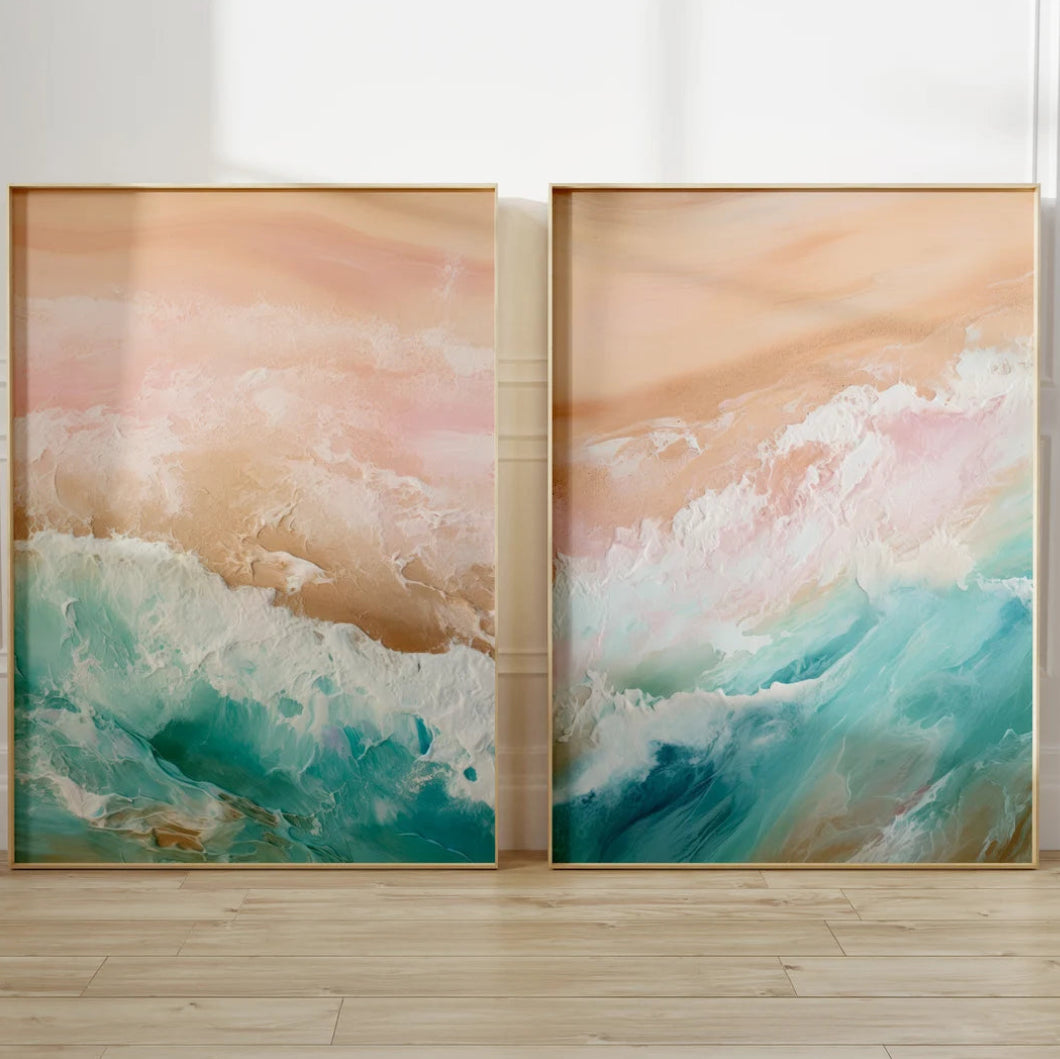 Textured Pastel Ocean Wave Canvas Arta #SK151