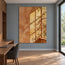 Tan & Gold Hand-Painted Oil Painting, Sunlit Window and Leafy Branches #2MSZ5G4S