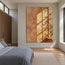 Tan & Gold Hand-Painted Oil Painting, Sunlit Window and Leafy Branches #2MSZ5G4S