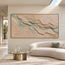 Beige Sage Hand-Painted 3D Textured Oil Painting, Layered Waves Wall Art #HXW5SFGP