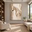 Beige & Cream Hand-Painted Oil Painting, Neutral Horse Portrait Wall Art #MDK3X15Z