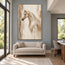 Beige & Cream Hand-Painted Oil Painting, Neutral Horse Portrait Wall Art #MDK3X15Z