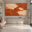 Rust Orange Hand-Painted Abstract Painting, Cream Floating Forms #GCFVQQ30