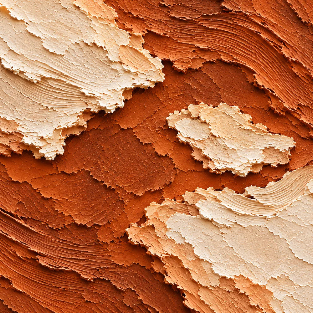 Rust Orange Hand-Painted Abstract Painting, Cream Floating Forms #GCFVQQ30