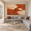 Rust Orange Hand-Painted Abstract Painting, Cream Floating Forms #GCFVQQ30