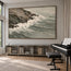Gray Green Hand-Painted Coastal Painting, Surf Along a Rocky Shore #MU0VVD80