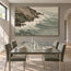Gray Green Hand-Painted Coastal Painting, Surf Along a Rocky Shore #MU0VVD80