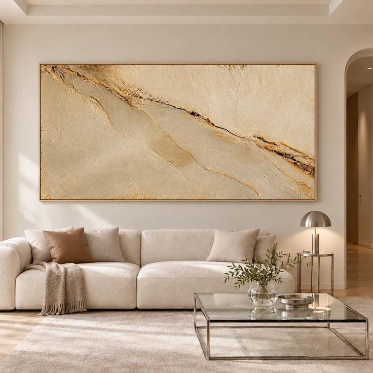 Sand Hand-Painted 3D Textured Oil Painting, Diagonal Seam Wall Art #Z0LT2IGD