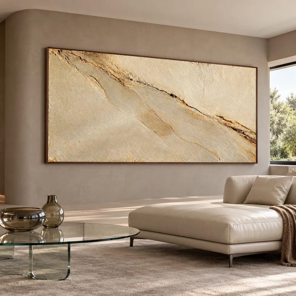 Sand Hand-Painted 3D Textured Oil Painting, Diagonal Seam Wall Art #Z0LT2IGD