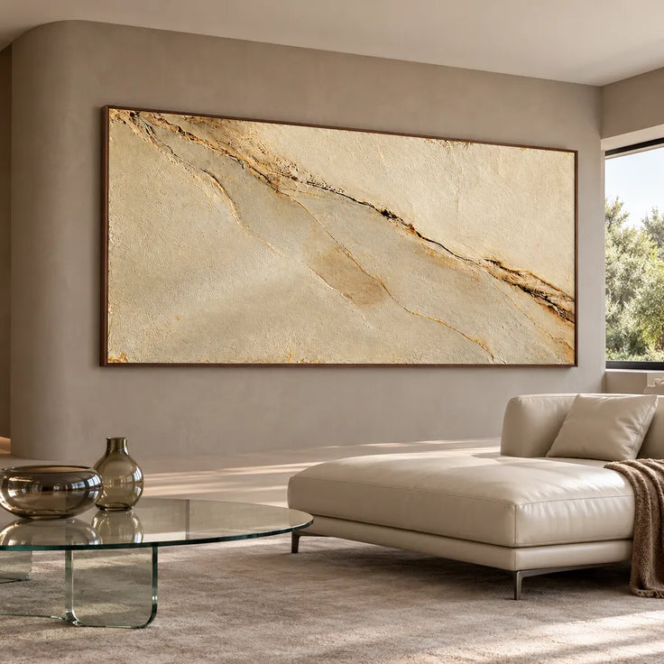 Sand Hand-Painted 3D Textured Oil Painting, Diagonal Seam Wall Art #Z0LT2IGD