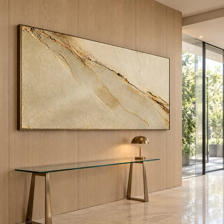 Sand Hand-Painted 3D Textured Oil Painting, Diagonal Seam Wall Art #Z0LT2IGD
