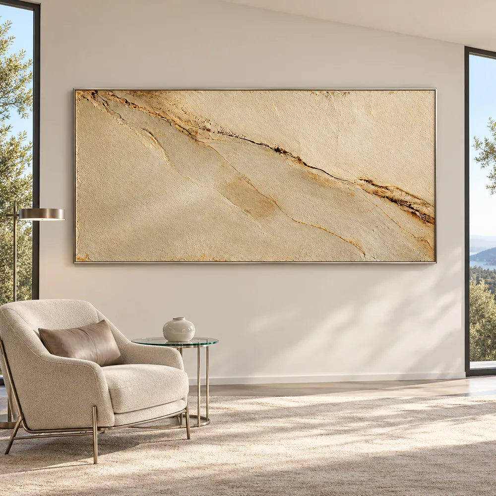 Sand Hand-Painted 3D Textured Oil Painting, Diagonal Seam Wall Art #Z0LT2IGD